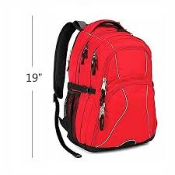 NWT High Sierra Backpack Waterproof Commute Hike Business Travel Laptop Red Gray main image 11